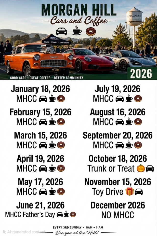 Morgan Hill Cars and Coffee 2026 Calendar